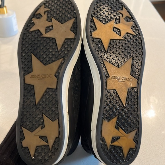 Authentic Jimmy Choo Black Lace and Leather Tokyo High Top Sneakers - Picture 11 of 11